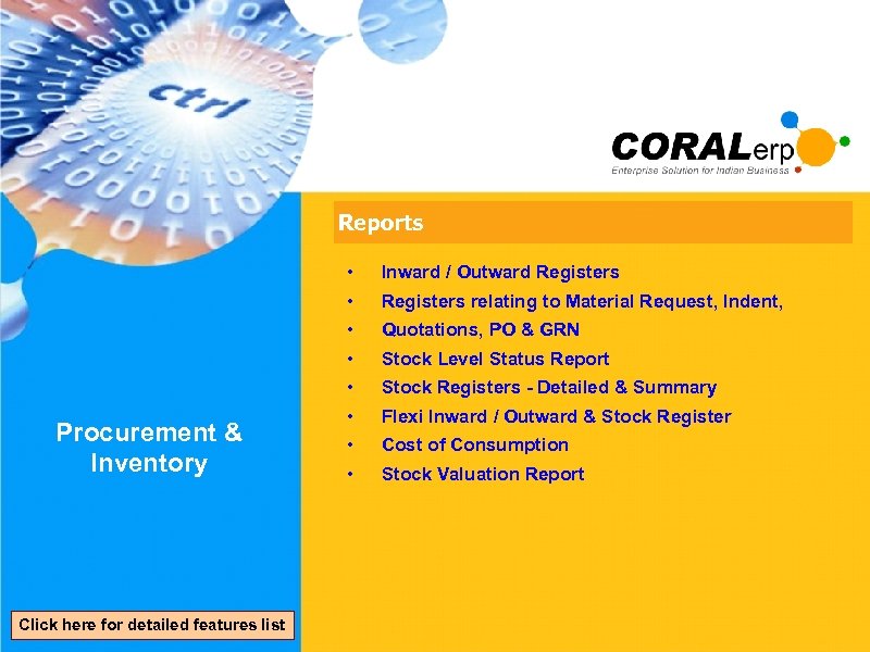 Reports • • Quotations, PO & GRN • Stock Level Status Report • Click