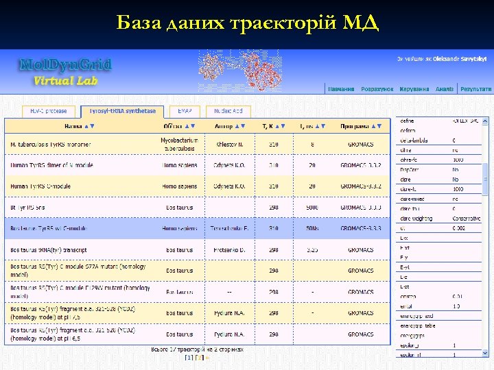 База даних траєкторій МД 