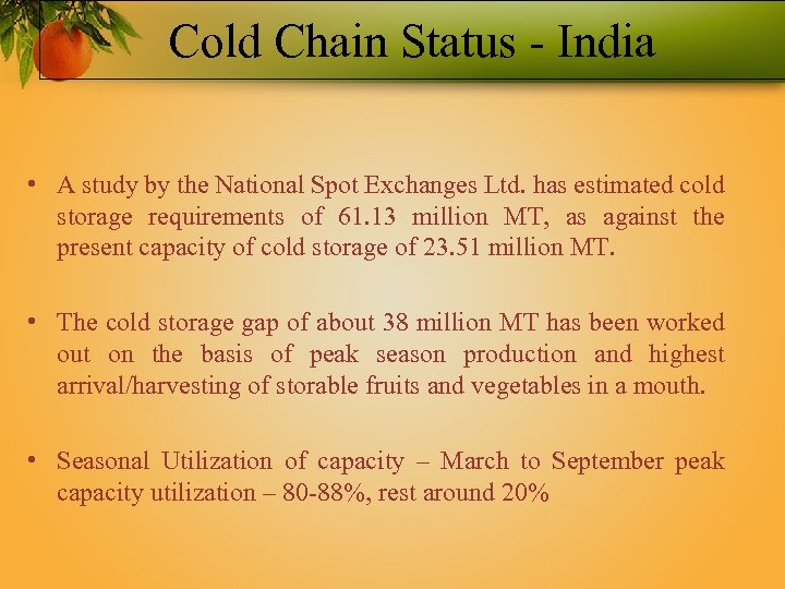 Cold Chain Status - India • A study by the National Spot Exchanges Ltd.