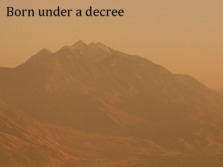 Born under a decree 