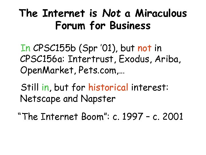 The Internet is Not a Miraculous Forum for Business In CPSC 155 b (Spr