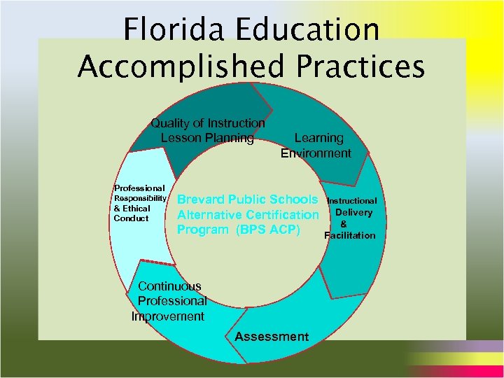 Florida Education Accomplished Practices L Quality of Instruction Lesson Planning Professional Responsibility & Ethical