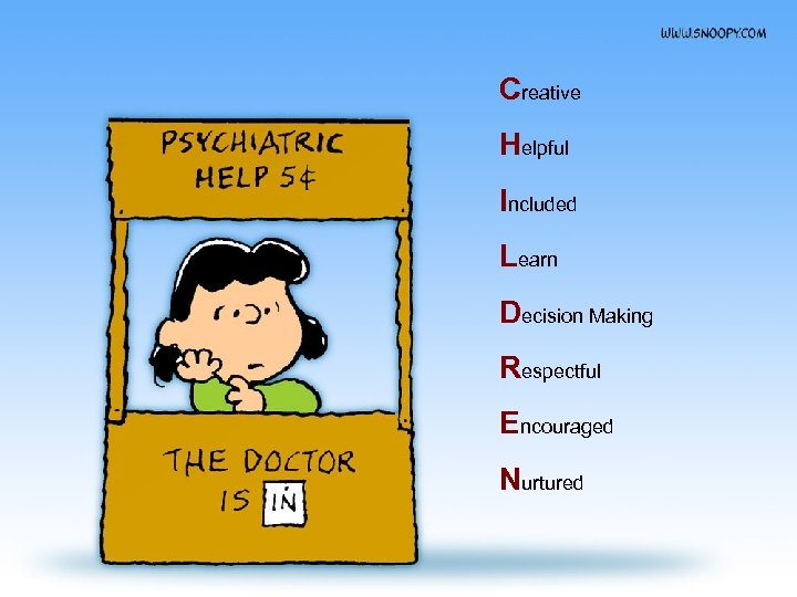 Creative Helpful Included Learn Decision Making Respectful Encouraged Nurtured 