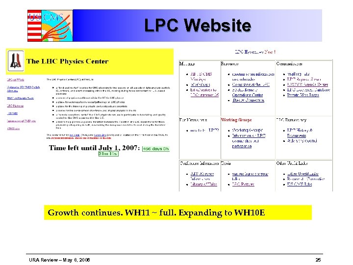 LPC Website Growth continues. WH 11 ~ full. Expanding to WH 10 E URA
