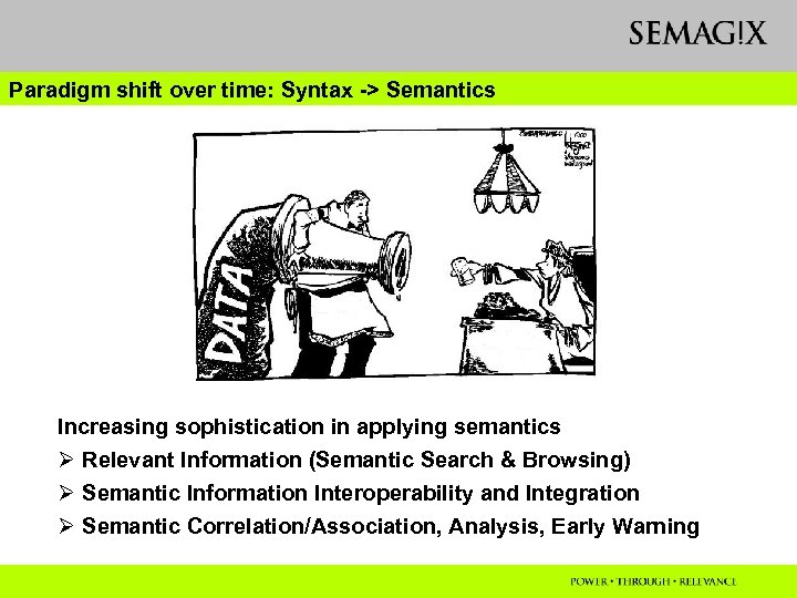 Paradigm shift over time: Syntax -> Semantics Increasing sophistication in applying semantics Ø Relevant