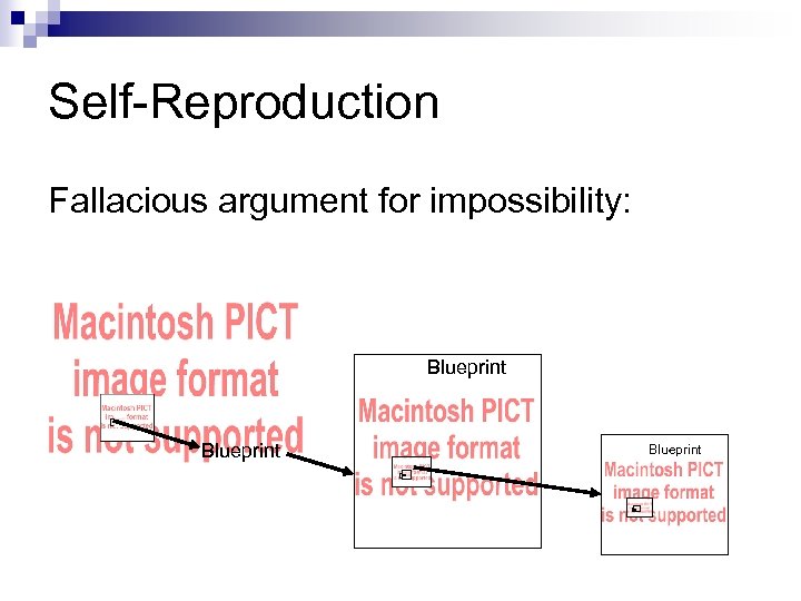 Self-Reproduction Fallacious argument for impossibility: Blueprint 
