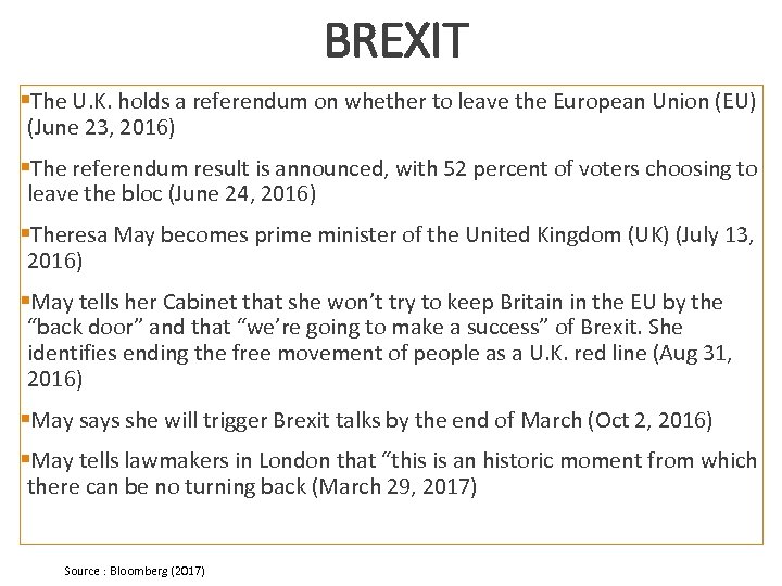 BREXIT §The U. K. holds a referendum on whether to leave the European Union