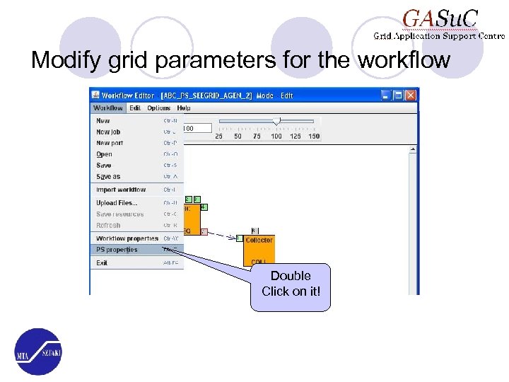 Modify grid parameters for the workflow Double Click on it! 