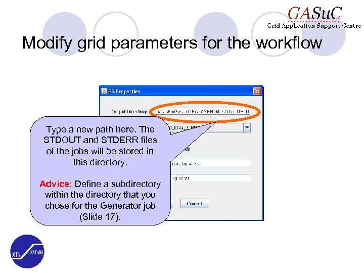 Modify grid parameters for the workflow Type a new path here. The STDOUT and