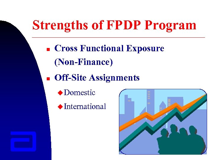 Strengths of FPDP Program n n Cross Functional Exposure (Non-Finance) Off-Site Assignments u Domestic