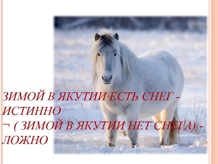 ЗИМОЙ В ЯКУТИИ ЕСТЬ СНЕГ ИСТИННО ¬ ( ЗИМОЙ В ЯКУТИИ НЕТ СНЕГА) ЛОЖНО