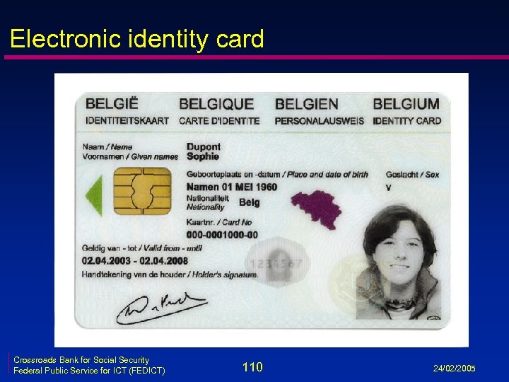Electronic identity card Crossroads Bank for Social Security Federal Public Service for ICT (FEDICT)
