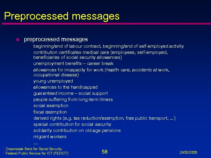 Preprocessed messages n preprocessed messages - beginning/end of labour contract, beginning/end of self-employed activity