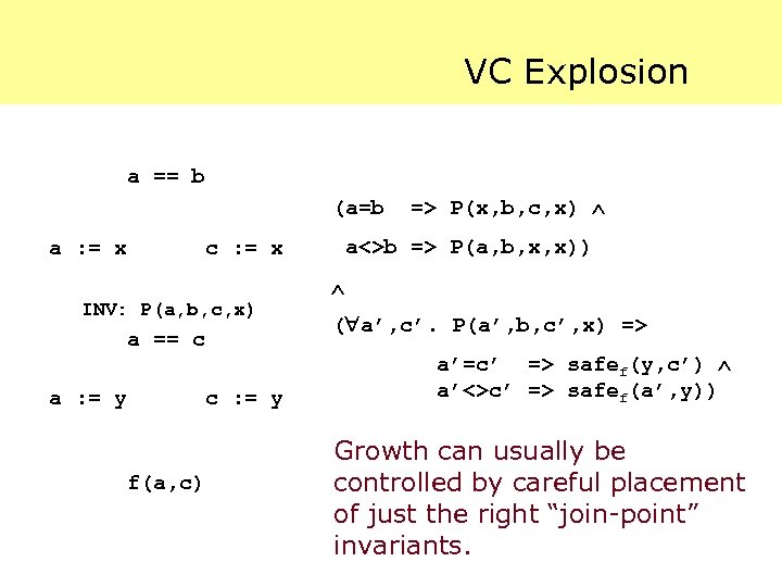 VC Explosion a == b (a=b a : = x c : = x