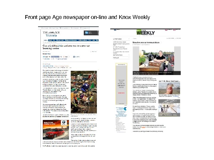 Front page Age newspaper on-line and Knox Weekly 