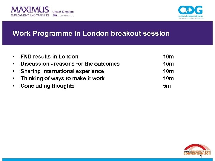 Work Programme in London breakout session • • • FND results in London Discussion