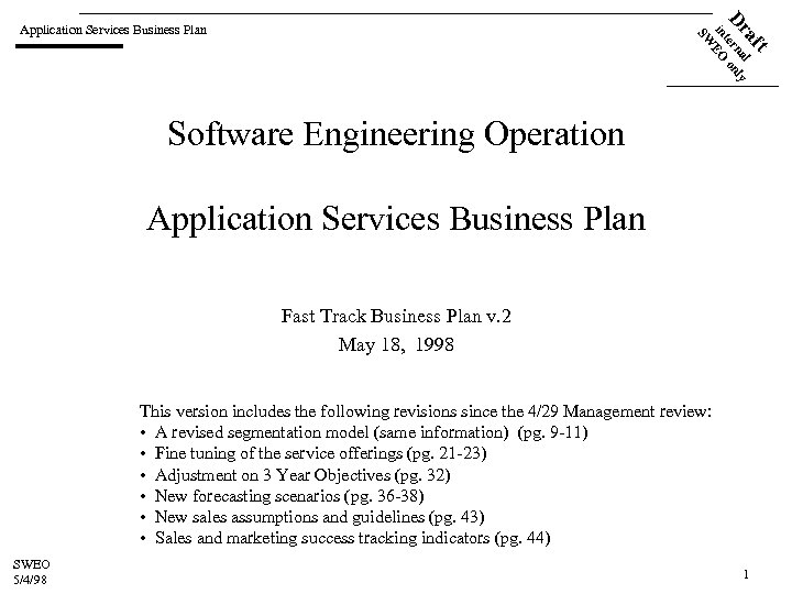 a l Dr terna only in EO SW Application Services Business Plan ft Software