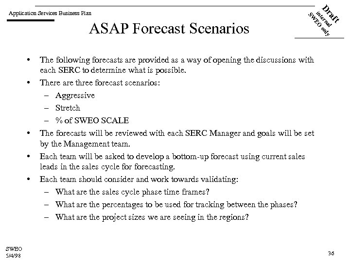  • • • SWEO 5/4/98 ft ASAP Forecast Scenarios a l Dr terna