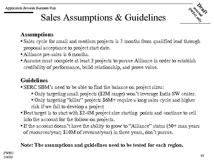 ft Sales Assumptions & Guidelines a l Dr terna only in EO SW Application