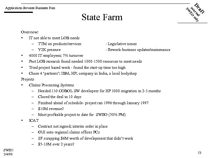 ft State Farm a l Dr terna only in EO SW Application Services Business