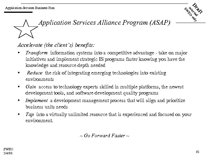 ft a l Dr terna only in EO SW Application Services Business Plan Application