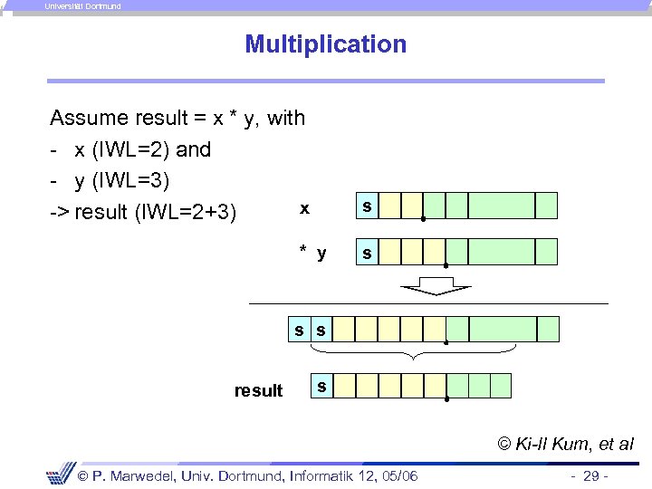 Universität Dortmund Multiplication Assume result = x * y, with - x (IWL=2) and