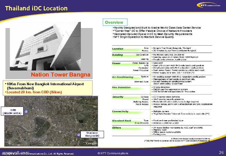 Thailand i. DC Location Overview ・Facility Designed and Built to Enable World Class Data