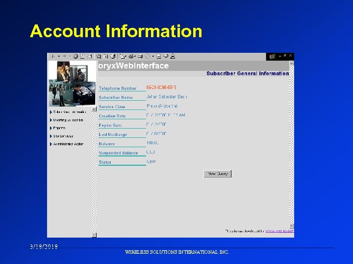 Account Information 3/18/2018 WIRELESS SOLUTIONS INTERNATIONAL INC. 