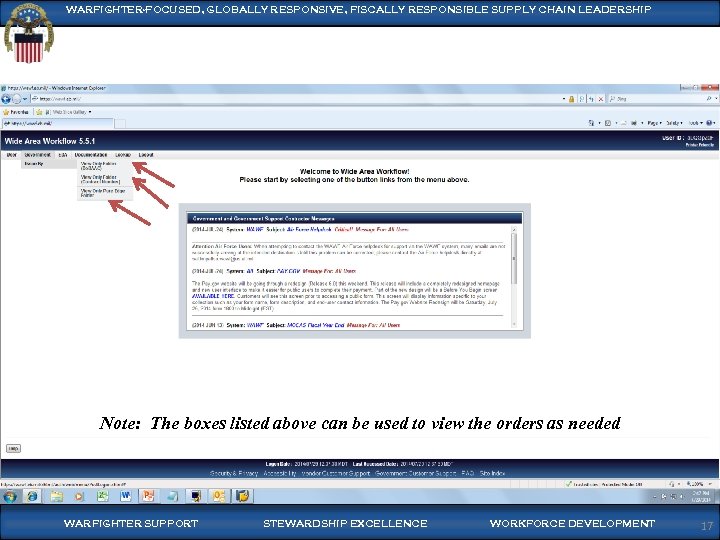 WARFIGHTER-FOCUSED, GLOBALLY RESPONSIVE, FISCALLY RESPONSIBLE SUPPLY CHAIN LEADERSHIP Note: The boxes listed above can