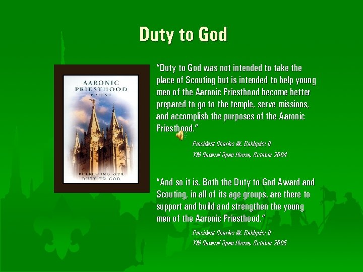 Duty to God “Duty to God was not intended to take the place of