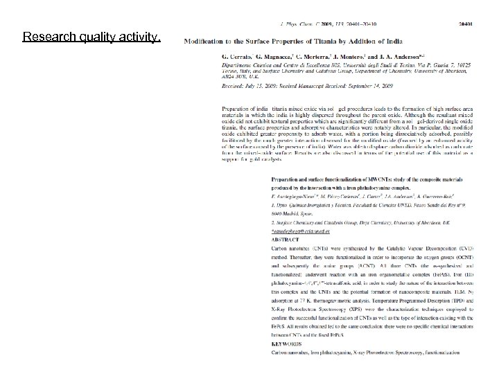 Research quality activity. 