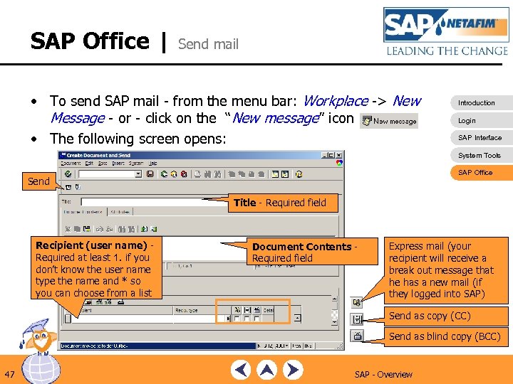 SAP Office | Send mail • To send SAP mail - from the menu