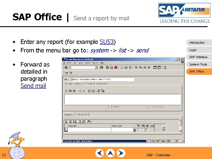 SAP Office | Send a report by mail • Enter any report (for example