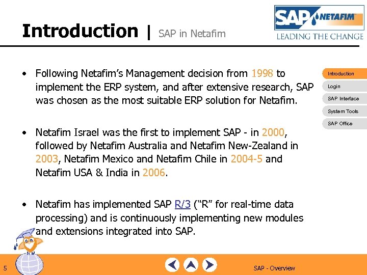  Introduction | SAP in Netafim • Following Netafim’s Management decision from 1998 to