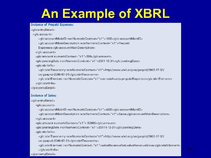 An Example of XBRL 25 