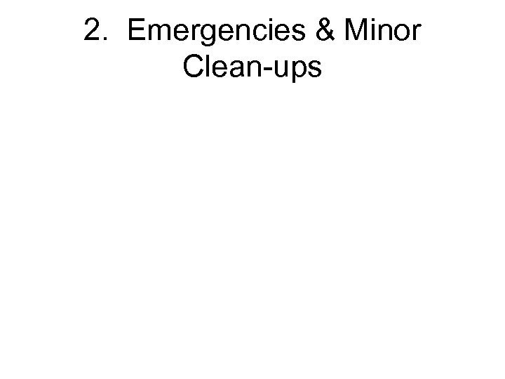 2. Emergencies & Minor Clean-ups 