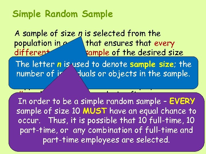 Simple Random Sample A sample of size n is selected from the population in