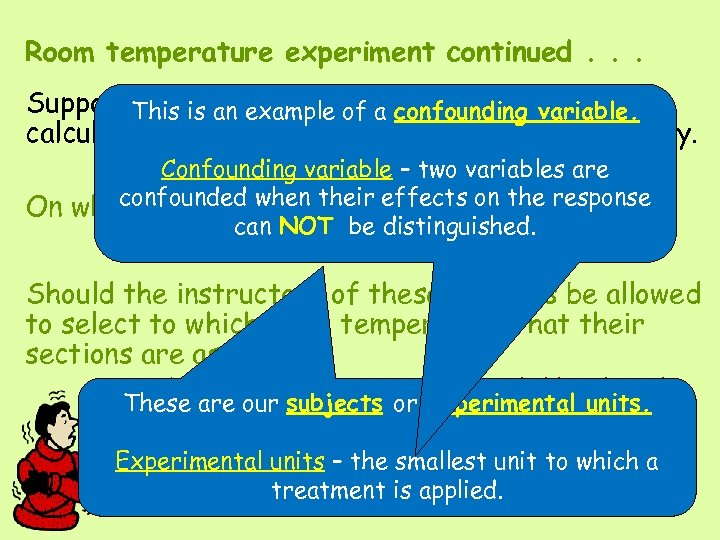 Room temperature experiment continued. . . Suppose. This have example of a confounding variable.