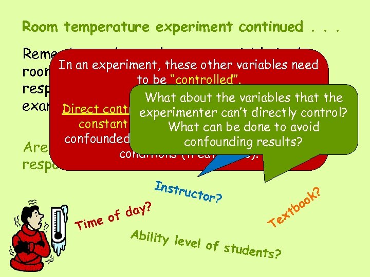 Room temperature experiment continued. . . Remember – the explanatory variable is the room
