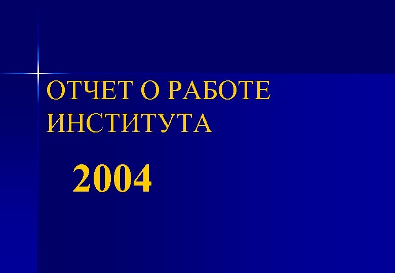 ОТЧЕТ О РАБОТЕ ИНСТИТУТА 2004 