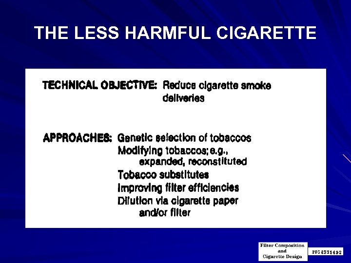 THE LESS HARMFUL CIGARETTE 