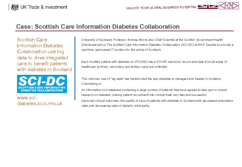 UNLOCK YOUR GLOBAL BUSINESS POTENTIAL Case: Scottish Care Information Diabetes Collaboration use big data