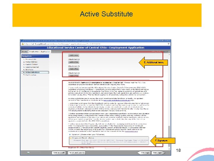 Active Substitute E. Additional items F. Signature 18 