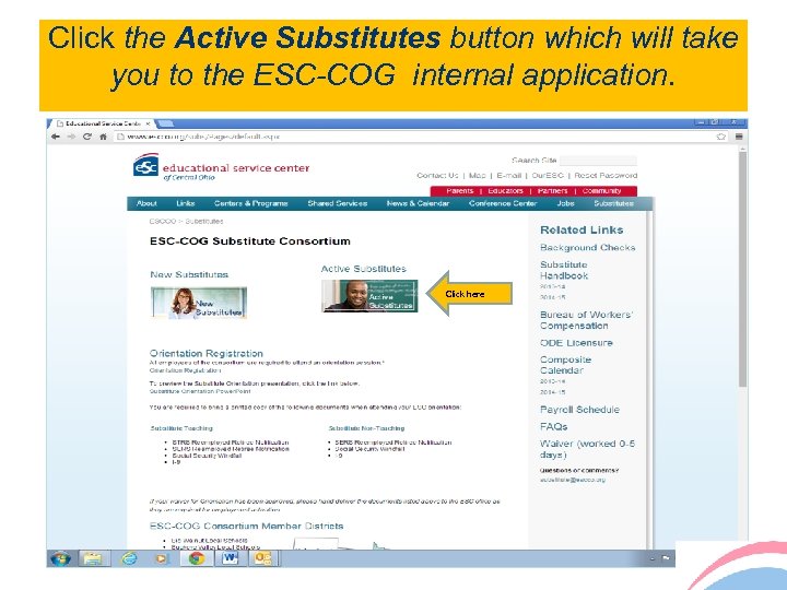 Click the Active Substitutes button which will take you to the ESC-COG internal application.