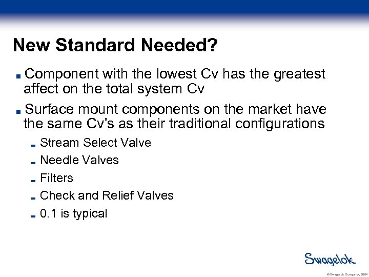 New Standard Needed? Component with the lowest Cv has the greatest affect on the