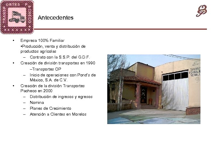 Antecedentes • • • Empresa 100% Familiar • Producción, venta y distribución de productos