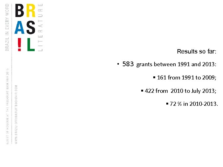 Results so far: • 583 grants between 1991 and 2013: § 161 from 1991