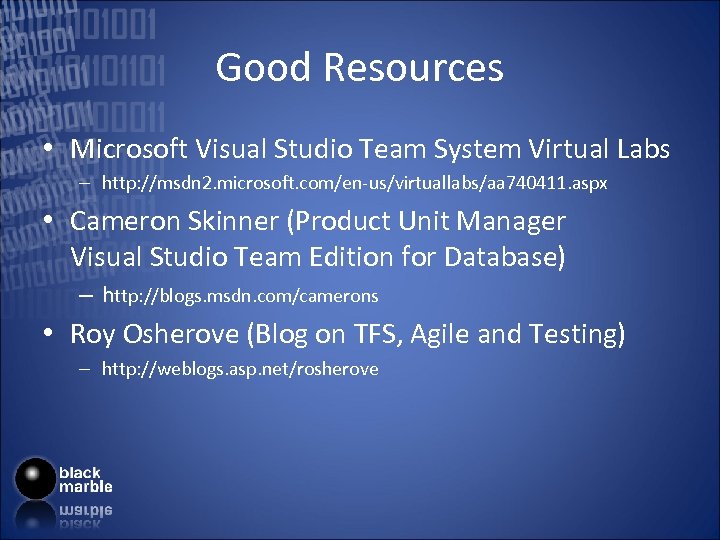 Good Resources • Microsoft Visual Studio Team System Virtual Labs – http: //msdn 2.