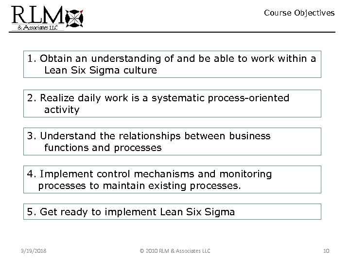 Course Objectives 1. Obtain an understanding of and be able to work within a
