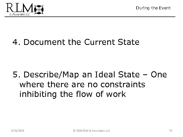 During the Event 4. Document the Current State 5. Describe/Map an Ideal State –